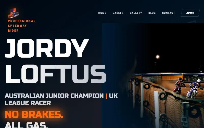 Homepage of the Jordy Loftus Racing website